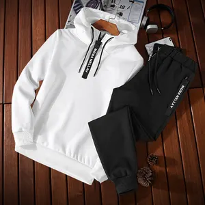 Custom Logo winter mens joggers sets blank sweat suits Long Sleeve thick 2 piece sweat suit for men