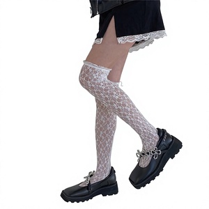 Calcetines PATTKIN Transpirables de Verano, Finos, con Encaje, Estilo Edgy/Cute, Altos, por Encima de la Rodilla, Calentadores de Piernas, Estilo Hyun-A - Product Image 1