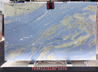 Carrelage de sol en marbre bleu moderne, ciel bleu, nuage blanc, carrelage en cristal bleu, calci poli, grande dalle pour projets hôteliers