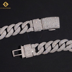 Mejor Precio al por Mayor, Cadena Cubana Personalizada de Moissanita de 18MM, Collar de Plata 925 con Baño de Rodio, Joyería Hip Hop para Hombre - Product Image 5