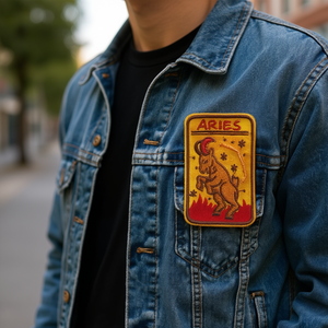 Patch in tessuto con segno zodiacale Ariete 8x5cm, termoadesiva ricamata per abbigliamento - Product Image 3