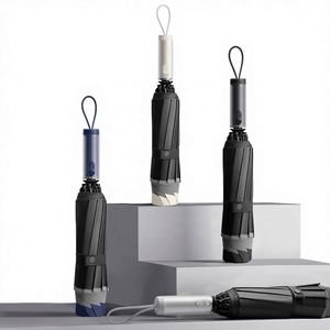 Adult Three-Fold 10-Rib Automatic Reflective Stripe Black-Coated <b>Sun</b>-Resistant 120cm Open Diameter Classic Design <b>Umbrella</b> - Product Image 2