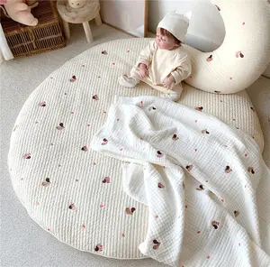 婴儿圆形爬行垫游戏垫可拆卸地板地毯道具儿童房托儿所装饰刺绣婴儿帐篷地毯