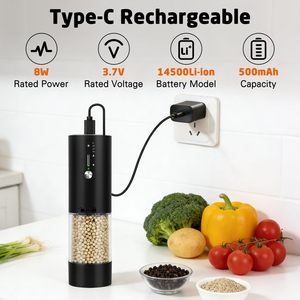 Nuevo Molinillo de Sal y Pimienta Eléctrico Recargable por USB-C, Ajustable, de Acero Inoxidable, Mini, Portátil, en Oferta - Product Image 5