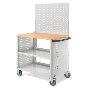 Clever10 Carro de mano superior de madera con ruedas Estante adicional Paneles perforados Pared perforada - Product Image 1