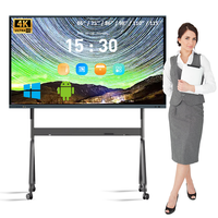 Tableau blanc interactif intelligent avec écran tactile 4K IFPD Android 15/16 pour réunions, avec suivi de caméra IA et écran sans fil