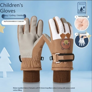Gants de <span class=keywords><strong>ski</strong></span> imperméables et chauds pour enfants, gants de neige imprimés mignons, coupe-vent et antidérapants pour garçons et filles, sports de plein air - Product Image 1