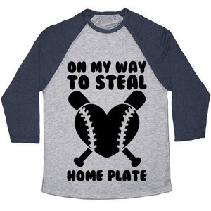 Camiseta de béisbol unisex de mezcla triple On My Way to Steal Home Plate - Product Image 1