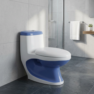 WC monobloc carré en céramique à poser au sol, cuvette de toilette à siphon, WC moderne pour salle de bain - Product Image 5