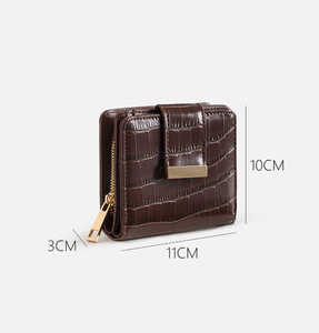 Fashion crocodile pattern PU leather zipper coin <b>purse</b>, solid color credit card holder, women's short <b>wallet</b> - Product Image 5