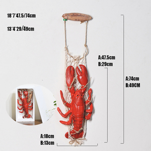 تمثال سرطان البحر والكركند بأسلوب البحر المتوسط مصنوع من الراتنج للتعليق على الحائط وديكور ثلاثي الأبعاد مخصص للبيع بالجملة - Product Image 2
