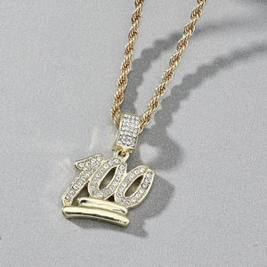 Collar con Colgante de 100 Puntos a la Moda con Cadena de Cuerda, Estilo Hip Hop, en Stock, Joyería para Hombres y Mujeres, Uso Diario - Product Image 6