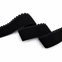 Bande en polyester tissé uni noir et blanc de 2,5 cm, à haute élasticité, en forme de croissant, fabriquée en Chine, accessoire pour soutiens-gorge et culottes