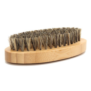 Brosse à barbe en bambou naturelle, brosse de toilettage pour moustache, support pour logo gravé, brosse portable pour le <span class=keywords><strong>nettoyage</strong></span> des poils du visage des hommes - Product Image 4