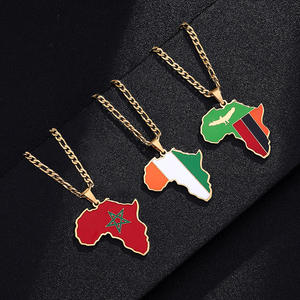 Collar con colgante de <span class=keywords><strong>mapa</strong></span> de África de acero inoxidable para fiestas de bodas con Ghana, Nigeria, Congo, Kenia, <span class=keywords><strong>Somalia</strong></span>, Angola, Marruecos - Product Image 1