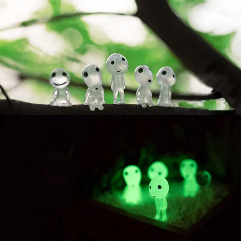 Amazon Hot Mononoke Im Dunkeln leuchten Ghibli Mini Action figuren Leuchtende Elfen puppen Harz Cartoon Figuren Spielzeug Geschenke für Kinder