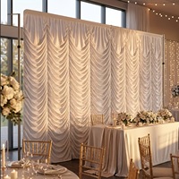 Rideau de fond de scène en soie glacée ondulée et plissée, élégant et moderne, pour anniversaires et mariages, qualité professionnelle - Grande Vente