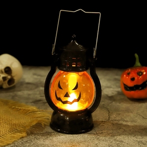 Lanterne citrouille LED d'Halloween à piles avec poignée pour décoration de fête sur porche, intérieur, extérieur, veilleuse - Product Image 3