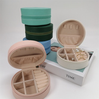 Boîte à bijoux portable simple en cuir LG7235 avec fermeture éclair, rangement de voyage en velours pour boucles d'oreilles, colliers, bracelets et bagues