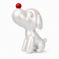 Figurine moderne en résine de chiot blanc Kawaii, sculpture artistique de ballon nacré brillant, décoration minimaliste mignonne pour la maison et le bureau, cadeau