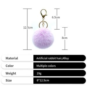 Promotion Small Bunny Ball <b>Keychain</b> Soft Fluffy Plush <b>Anime</b> Pompom <b>Keychain</b> for Business - Product Image 2
