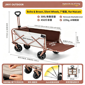 Wholesale Load Capacity Camping <b>Cart</b> Portable <b>Foldable</b> Platform Outdoor Wagon Trolley <b>Cart</b> for Shopping - Product Image 5