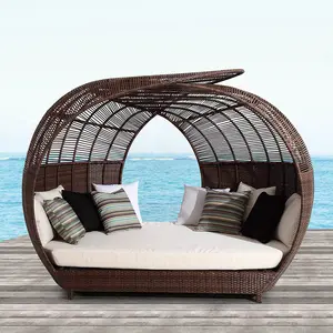 aluminum sun lounger garden chair outdoor daybed rattan waterproof patio round camping furniture bird nest bed