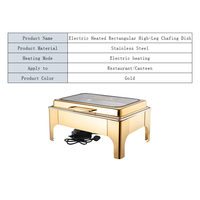 Chauffe-plat rectangulaire électrique commercial en acier inoxydable doré sur pieds hauts pour buffet, équipement de cuisine pour restaurants