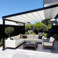 Auvent pliant motorisé en aluminium avec toit rétractable en PVC pour jardins extérieurs