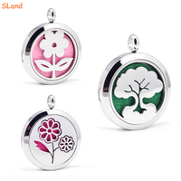 Fabricant de bijoux SLand, vente en gros, collier diffuseur d'aromathérapie en acier inoxydable, pendentif médaillon personnalisé pour cadeaux