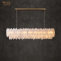 Lustre moderne en quartz avec cadre blanc, hauteur réglable, luminaire suspendu linéaire de luxe pour salle à manger, hall d'hôtel