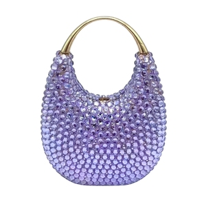 Bolso de mano elegante con diamantes de imitación para mujer, cartera de noche con asa superior, bolso de noche de cristal para bar, discoteca, cóctel - Product Image 1
