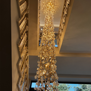 <b>Vintage</b> Commercial High <b>Ceiling</b> Crystal Chandelier for Staircase Banquet Hall & Pendant <b>Lights</b> - Product Image 3
