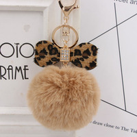 Vente chaude en peluche boule porte-clés accessoires lapin léopard fourrure de renard porte-clés pour les femmes (KC263C)