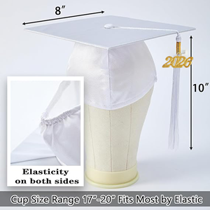 Ensemble de graduation unisexe pour maternelle : toge et toque brillantes blanches, uniforme scolaire pas cher en gros pour la remise des diplômes de la maternelle - Product Image 5