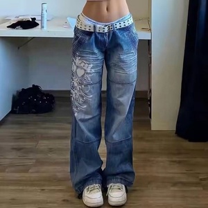 Pantalons cargo rétro coréens style streetwear Y2K, esthétique indie, jeans pour femmes, grunge vintage, taille basse - Product Image 1