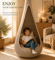 Fauteuil suspendu Ropecube-Waterdrop Swing, moderne, en corde polyester tressée à la main, sûr pour l'intérieur/extérieur, salon, chambre, patio, cour.