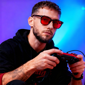 Red Lens Gaming Blue Light Blocking UV Protection Sleep <strong>Glasses</strong> With Rice Nail Design Oversize Polar And AR Mirror Lenses - Product Image 2