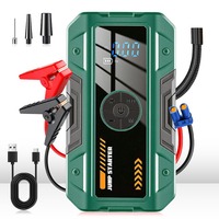 Démarreur de voiture 12V avec compresseur d'air 6000-8000mAh, kit d'outils d'urgence, booster de batterie portable multifonctionnel