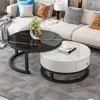 Karois — Table basse de luxe en marbre, style moderne, avec tiroirs, luminaire décoratif d'intérieur, idéal pour un salon