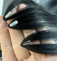 Prix de gros cheveux indiens bruts doublement étirés 6d micro perles extensions de cheveux de plumes 100 cheveux humains vierges