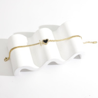 Bracelet CM Oro Laminado plaqué or 14K pour femme, motif éléphant et cœur noir, fermoir OT, style cubain superposé, bijoux de mode pour femme, vente en gros