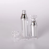 Flacon pompe vide en PMMA argenté de luxe 15 ml 30 ml pour lotion, sérum, emballage cosmétique