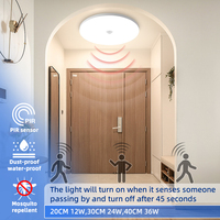 Moderne 18W 24W 36W Intérieur/Extérieur LED Plafonniers Infrarouge Pir Détecteur de Mouvement Maison Intelligente Chambre Acrylique Montage en Surface