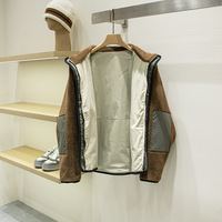 Veste en polaire d'agneau unisexe à coupe ample, réversible, style Teddy, patchwork technique, coupe-vent, veste d'hiver