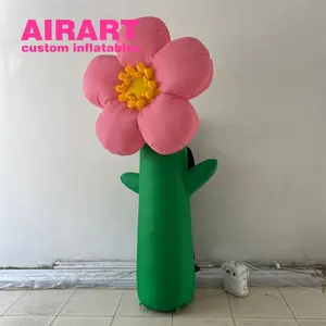 Flor inflável de cinco pétalas, flor rosa inflável, árvore de flores inflável artificial