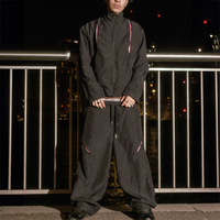 Pantalon de jogging surdimensionné en nylon Ripstop personnalisé, imperméable, écologique, style gothique, couleur marron vieilli froissé, pour le travail en extérieur