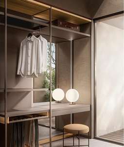 Meubles de chambre italiens organisateurs de placards suspendus systèmes de placards modernes armoire murale compte-gouttes en verre minimaliste armoire - Product Image 5