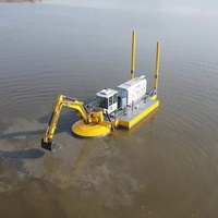 Drague amphibie polyvalente à moteur diesel, profondeur de dragage de 5 m pour la récolte des mauvaises herbes