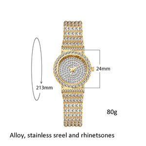 Montres <span class=keywords><strong>de</strong></span> luxe Hip Hop Bling, <span class=keywords><strong>montre</strong></span> pour femme glacée, couleur argent or, bijoux <span class=keywords><strong>de</strong></span> rappeuse - Product Image 2
